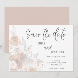 Reserva La Fecha Florals Rubor Peach Gray Wedding Save The Date