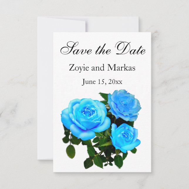 Reserva La Fecha Flores azules rosas azules azules (Anverso)