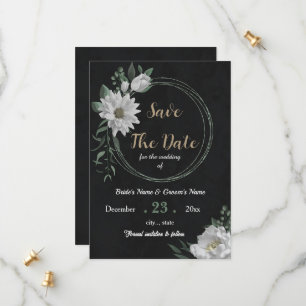 Reserva La Fecha flores blancas románticas negro botánico