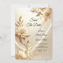 Flores Blancas y Doradas Save The Date