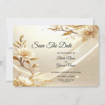 Flores Blancas y Doradas Save The Date