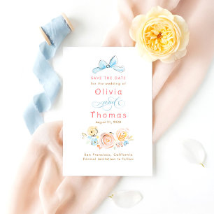 Reserva La Fecha Flores caprichosas pastel adorable guardar la fech
