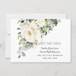 Reserva La Fecha Flores de Acuarela Blanca Charm Florecen Boda