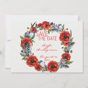 Reserva La Fecha Flores de amapola Salven al Boda de fechas