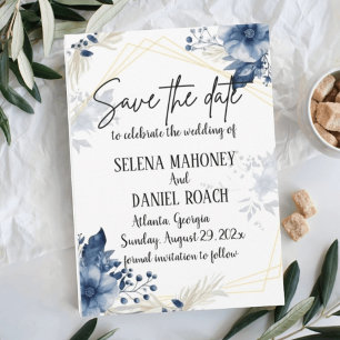 Reserva La Fecha "Flores de anémona azul: Boda floral"