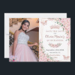Reserva La Fecha Flores de cerezo Rosa Mariposas de oro Quinceañera<br><div class="desc">Personalice esta foto de los cerezos en flor de bonito Quinceañera / Sweet 16 cumpleaños, salve la fecha fácil y rápidamente. Simplemente haga clic en el botón personalizar para editar los textos, cambiar las fuentes y los colores de las fuentes. Con hermosas flores de cerezo acuarela, mariposas doradas subió y...</div>