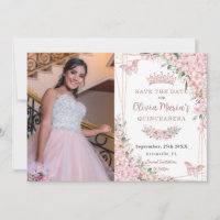 Flores de cerezo Rosa Mariposas de oro Quinceañera