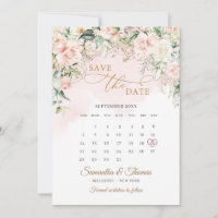 Flores de color de agua azul calendario de oro euc