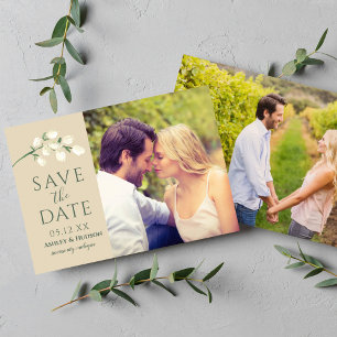 Reserva La Fecha Flores de crema Boda verde foto