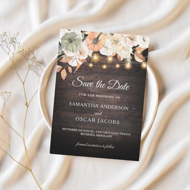 Reserva La Fecha Flores de época y calabaza otoño  (Subido por el creador)