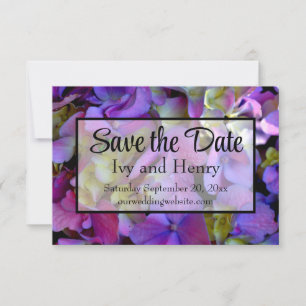 Reserva La Fecha Flores de Hydrangeas azul morado