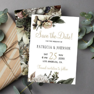 Reserva La Fecha Flores de invierno elegantes salva al boda de cita