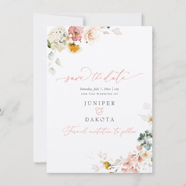 Reserva La Fecha Flores de jardín de la cascada de PixDezines (Anverso)