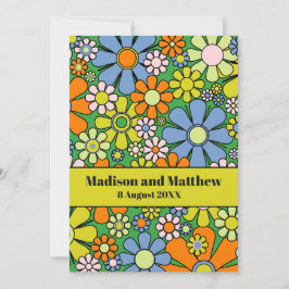 Reserva La Fecha Flores de jardín retro flores de los años 60 y 70