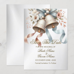Reserva La Fecha Flores de la fiesta de la boda pancartas azules ro