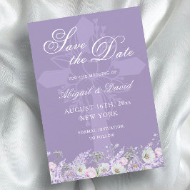 Reserva La Fecha Flores de lavanda Save The Date de boda religiosa