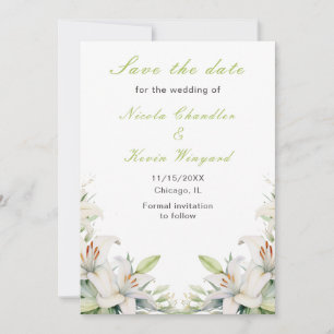 Reserva La Fecha Flores de Lirio Blanco Boda
