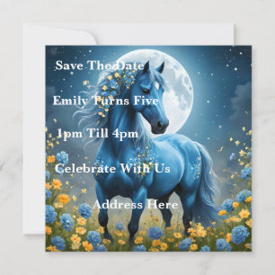 Reserva La Fecha Flores de luna de caballo mágico azul,