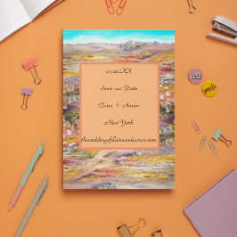 Reserva La Fecha Flores de primavera paisaje Plano Guardar la tarje