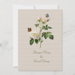 Reserva La Fecha Flores de rosa blanca vintage salvan la fecha