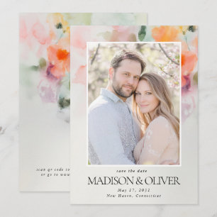 Reserva La Fecha Flores de Verano Románticas Código QR Foto Boda