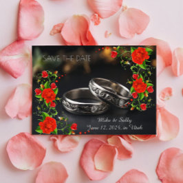 Reserva La Fecha Flores Decorativas Rojas Boho Boda