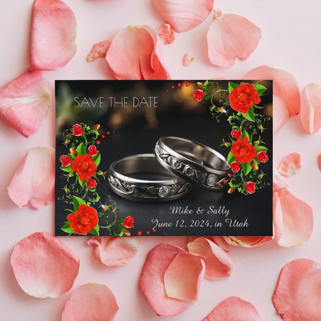 Reserva La Fecha Flores Decorativas Rojas Boho Boda (boheme wedding, wedding plan, colours wedding, wildflower wedding, boho wedding, save the date rose)