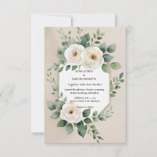 Reserva La Fecha Flores Elegantes Boho Rústicas Rosas Blancas