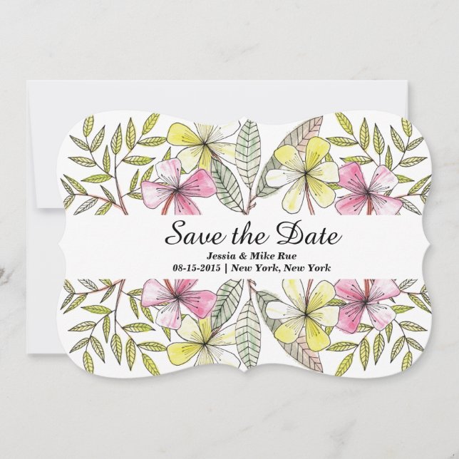 Reserva La Fecha flores pintadas a mano (Anverso)