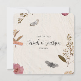 Reserva La Fecha Flores Presionadas De Shabby Chic Boda