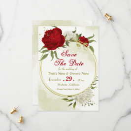 Reserva La Fecha flores rojas hojas verdes