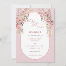 Flores rosa delgadas arca boho pampas eucalipto