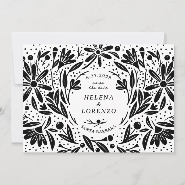 Reserva La Fecha Flores rusticas recortadas por papel (Anverso)