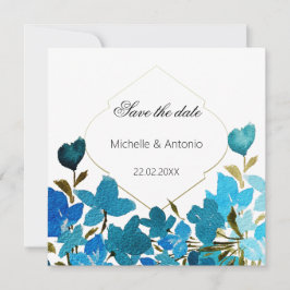 Reserva La Fecha Flores salvajes azules acuarela Arte floral
