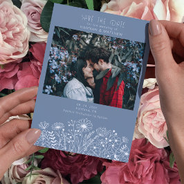 Reserva La Fecha Flores salvajes Elegante Boda de fotografía Dusty 