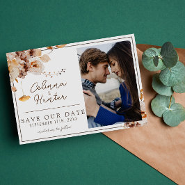 Reserva La Fecha Flores secas de otoño de flores vintage acuarela a