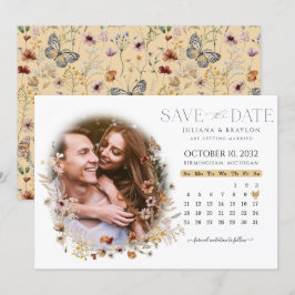 Reserva La Fecha Flores silvestres acuarela Floral Calendario y fot
