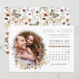 Reserva La Fecha Flores silvestres acuarela Floral Calendario y fot