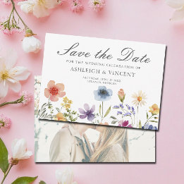 Reserva La Fecha Flores silvestres elegantes de primavera con foto 
