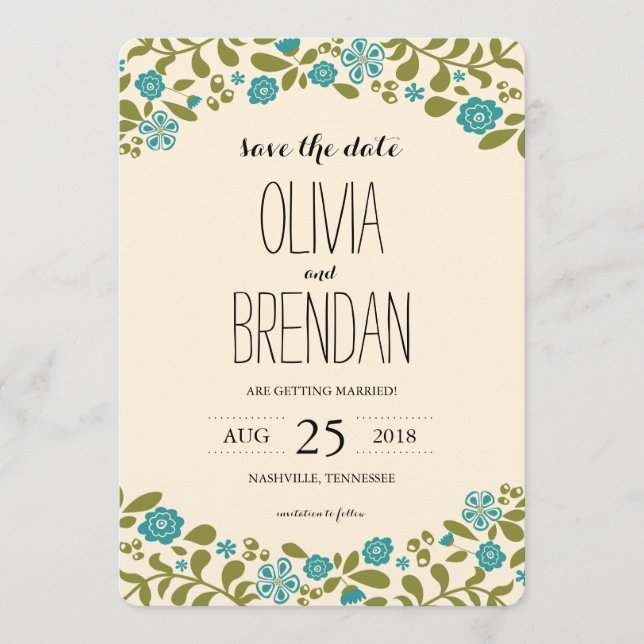 Reserva La Fecha Flores silvestres | Guardar la fecha (Anverso)