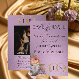 Reserva La Fecha Flores silvestres, monograma de foto y hoja - Lava