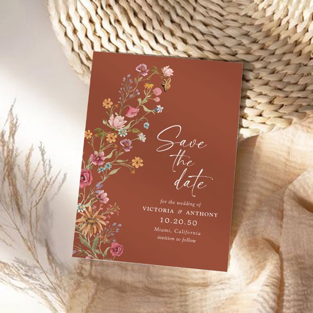 Reserva La Fecha Flores silvestres para guardar la fecha con tarjet (Subido por el creador)