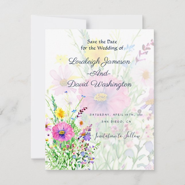 Reserva La Fecha Flores silvestres primaverales coloridas personali (Anverso)