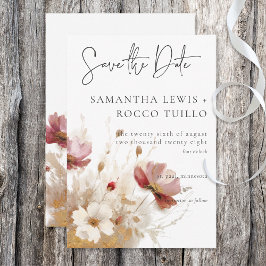 Reserva La Fecha Flores silvestres rusas de color rojo y cebada