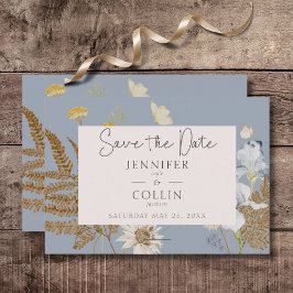 Reserva La Fecha Flores silvestres rusas monograma azul turbio