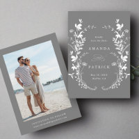 Flores silvestres Silhouette Wreath Boda foto gris