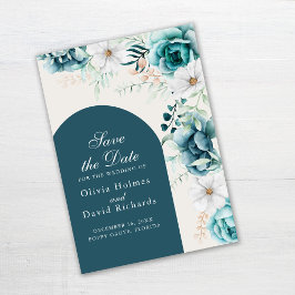 Reserva La Fecha Flores silvestres verde azuladas y fuera de blanco