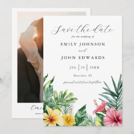 Reserva La Fecha Flores Tropicales Acuarela Foto Boda Vegetación
