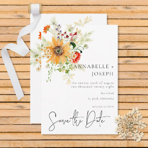 Reserva La Fecha Flores y girasoles de verano rústicos