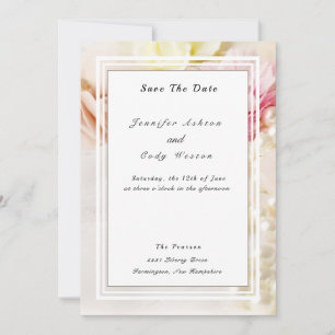Reserva La Fecha Flores y Perlas Cream Boda de la Ensalada Rosa